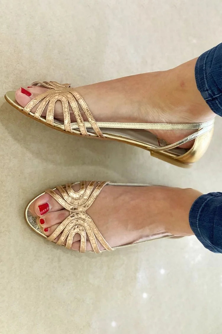 Eleonora | Sandalias Doradas Ligeras para Verano