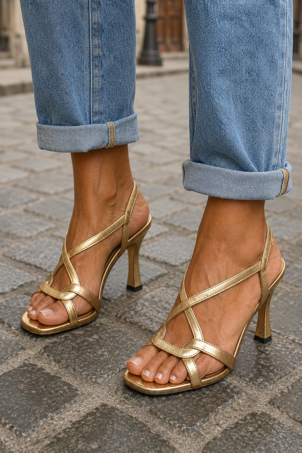 Elisabetta | Sandalias Doradas con Encanto Veraniego