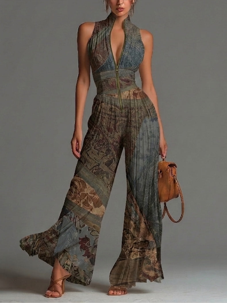 Jumpsuit Bohemio de Chifón con Estampado Étnico