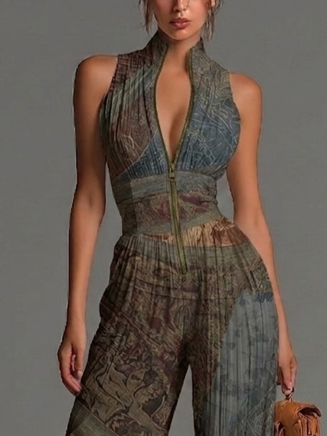 Jumpsuit Bohemio de Chifón con Estampado Étnico