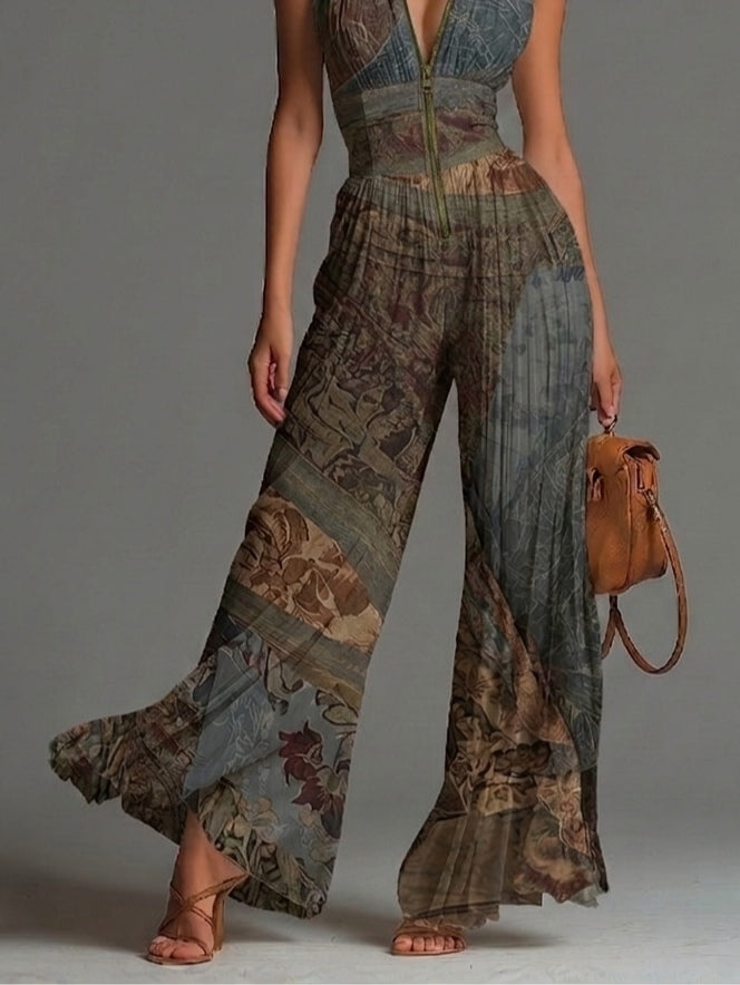 Jumpsuit Bohemio de Chifón con Estampado Étnico